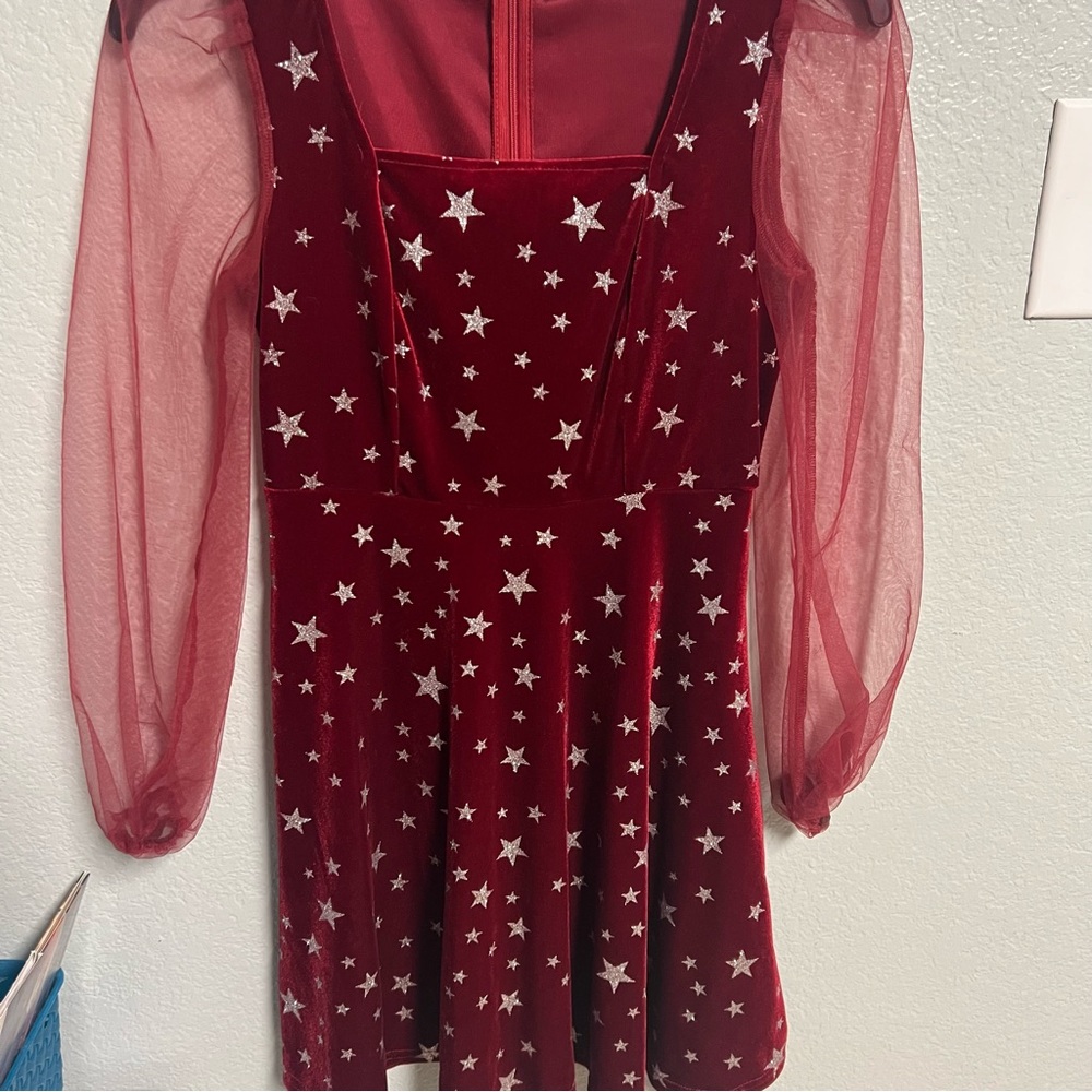 Girls stars fit and flare velvet dress size 12/13 SKU#55